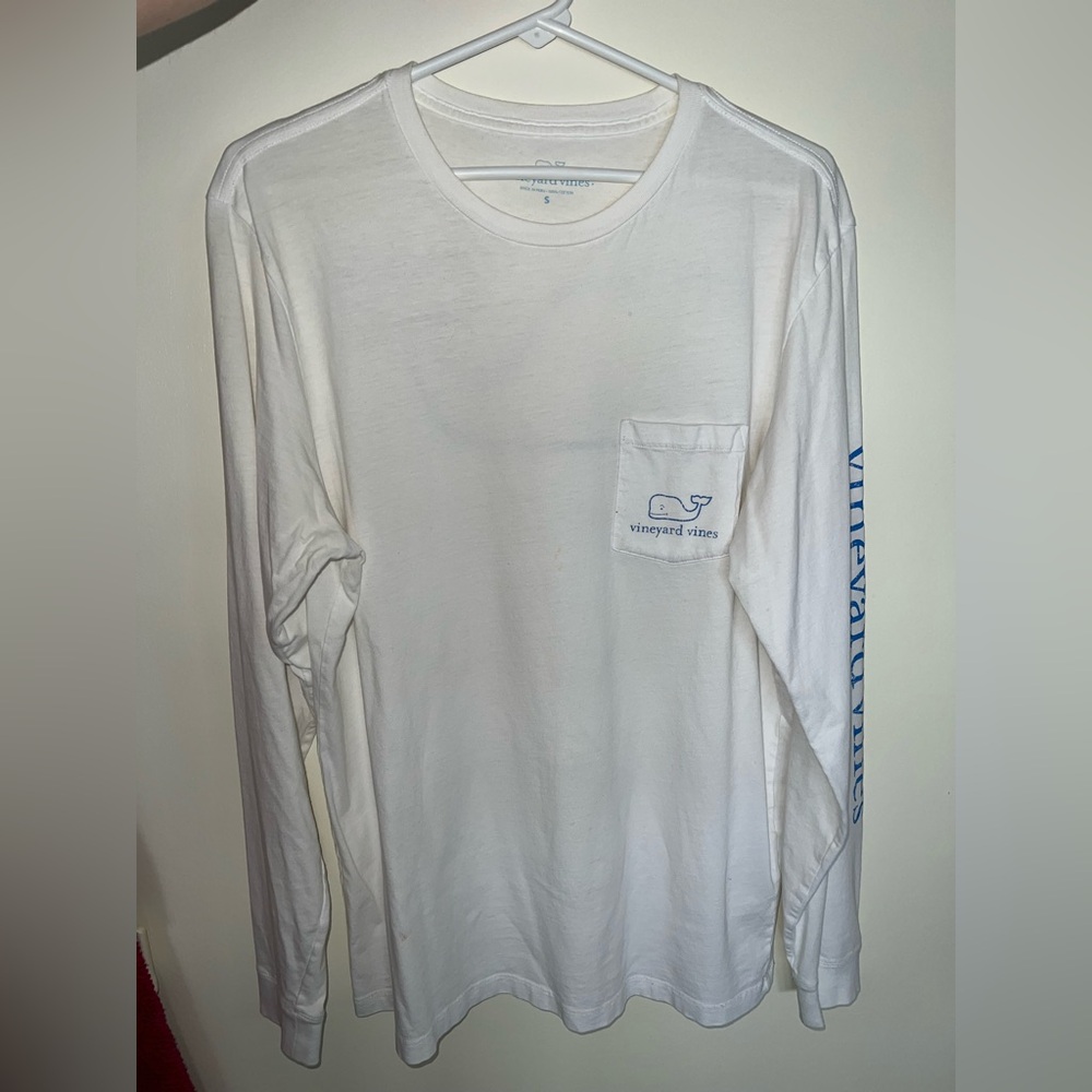 Vineyard Vines White Long Sleeve Whale Logo Shirt